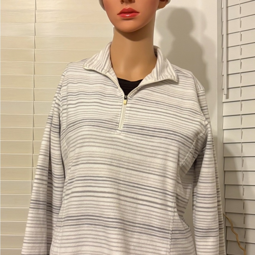 Eddie Bauer Women's Gray Striped Sweatshirt